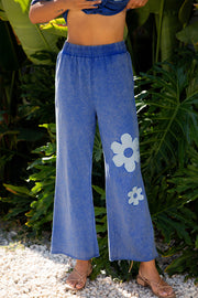 Lilac Floral Patch Exposed Seam Raw Edge Pants Set