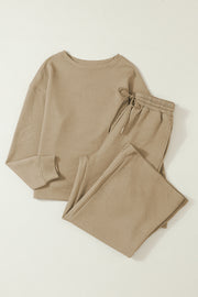 Pale Khaki Ultra Loose Textured 2pcs Slouchy Outfit