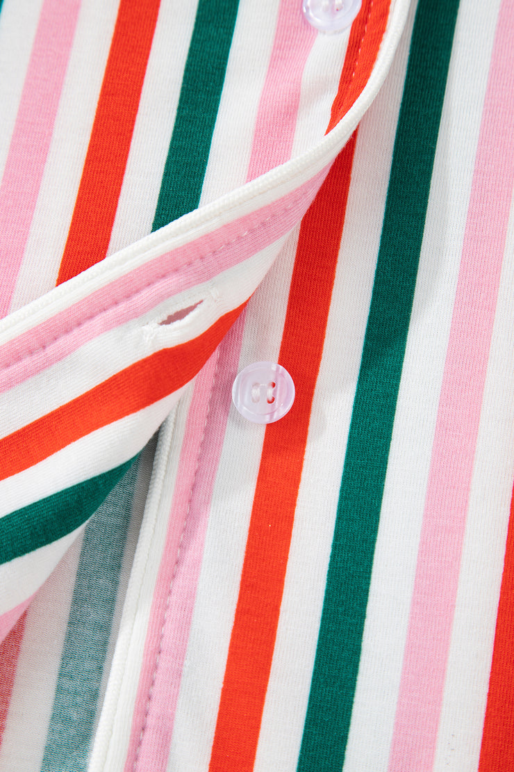 Pink Stripe Christmas Long Sleeve Shirt Style Lounge Dress