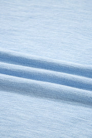 Beau Blue Solid Color Batwing Long Sleeve Top