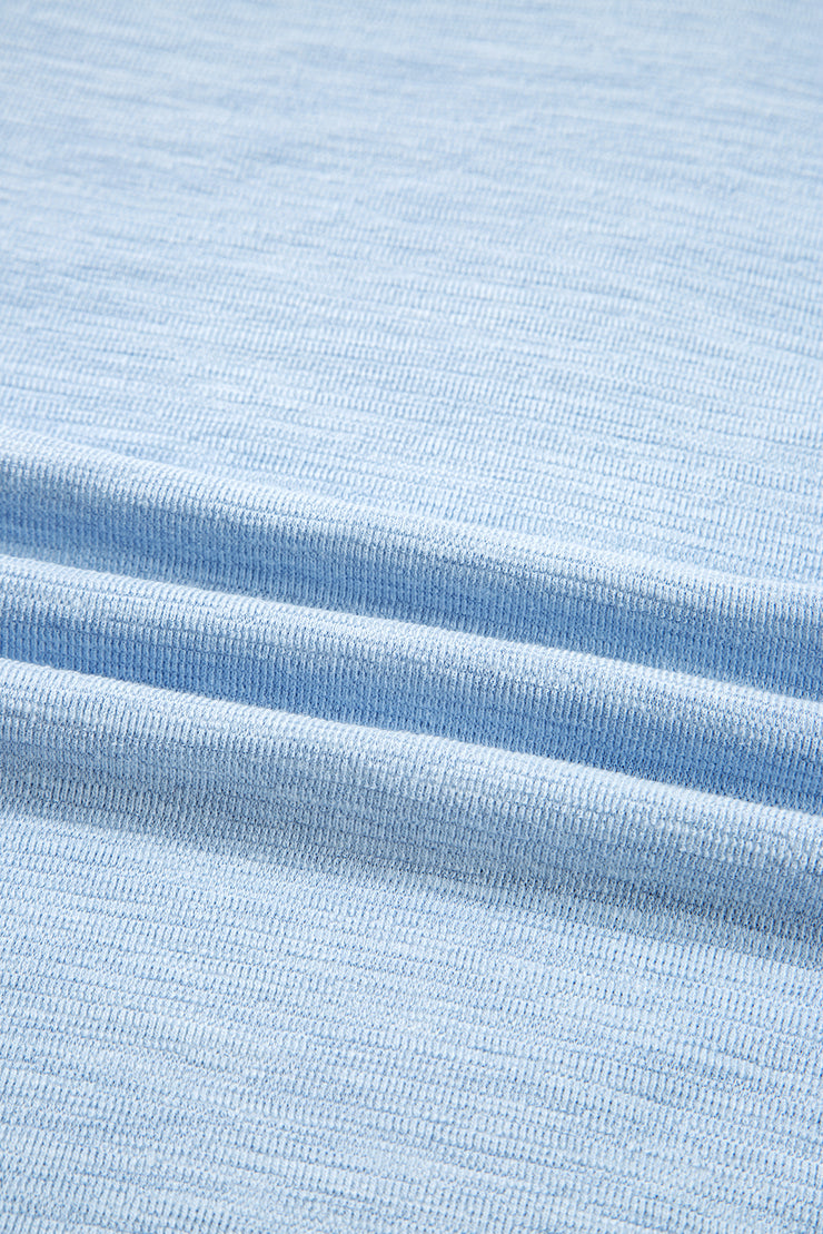 Beau Blue Solid Color Batwing Long Sleeve Top