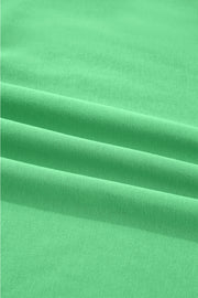 Bright Green Drop Shoulder Puff Sleeve Crop Pullover Drawstring Wide Leg Pants Set