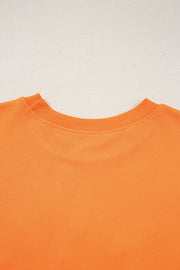 Grapefruit Orange Spooky Graphic Halloween Crew Neck Holiday Sweatshirt