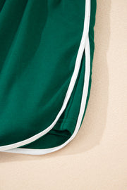 Evergreen Varsity Stripe Detail Drop Shoulder Pullover Mini Skirt Set
