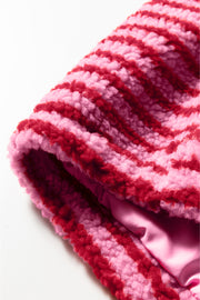 Pink Stripe Quarter Zip Fleece Oversize Sweatshirt