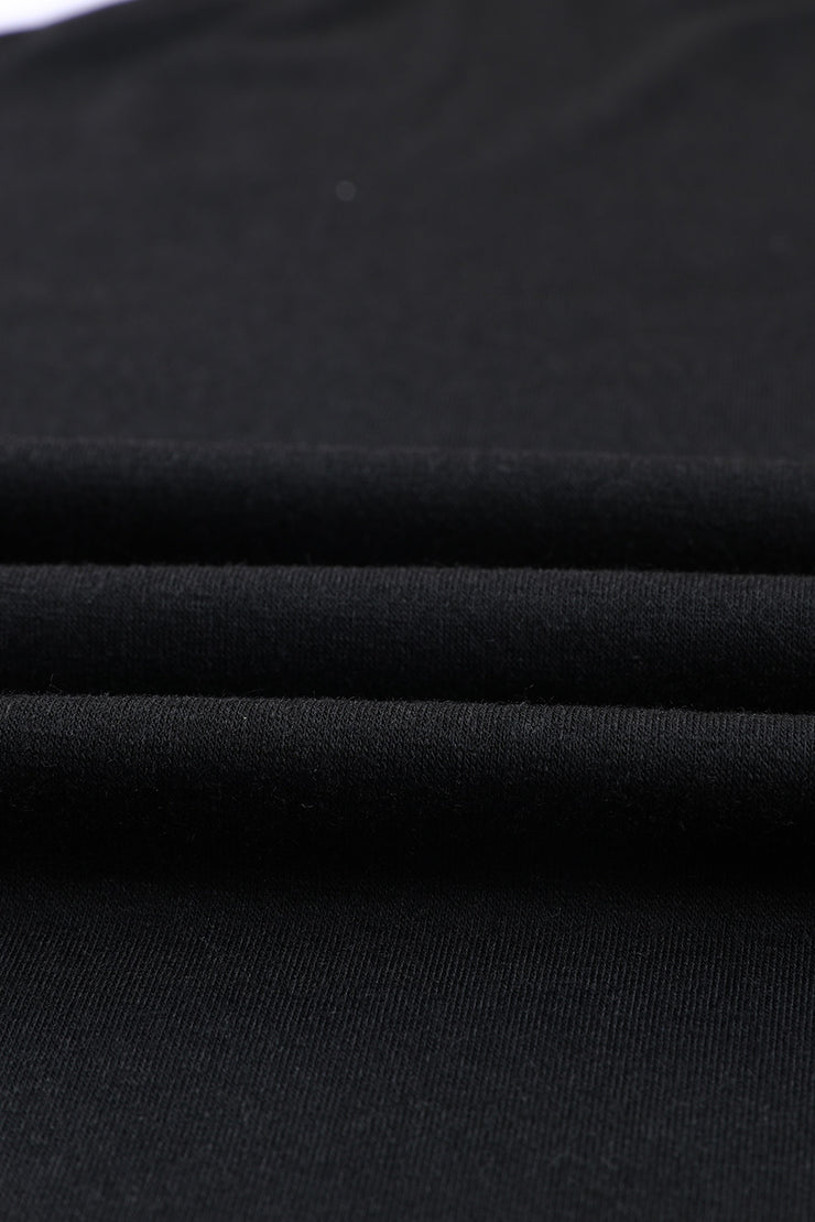 Black Solid Color Crew Neck Tank Top