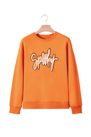 Grapefruit Orange Spooky Graphic Halloween Crew Neck Holiday Sweatshirt