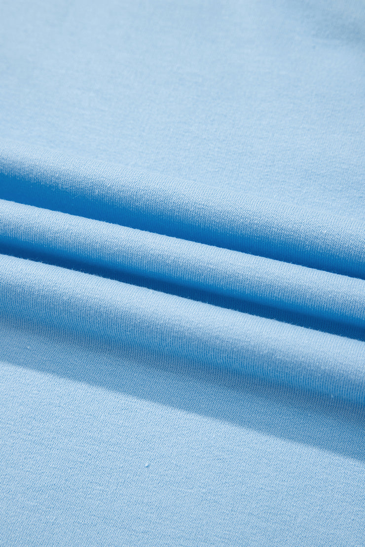 Myosotis V Neck Drop Shoulder Tee and Patchwork Drawstring Shorts Set