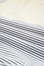 Beige Floral Striped Drop Sleeve Collared Boxy Fit Sweatshirt