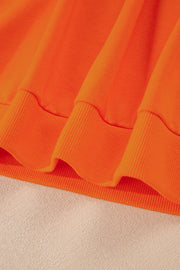 Orange Varsity Stripe Detail Drop Shoulder Pullover Mini Skirt Set