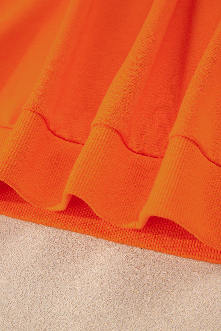 Orange Varsity Stripe Detail Drop Shoulder Pullover Mini Skirt Set
