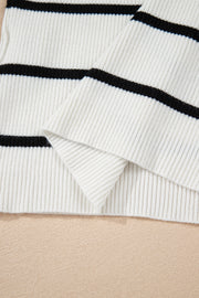 Black Striped Scalloped Edge U Neck Sleeveless Sweater Vest