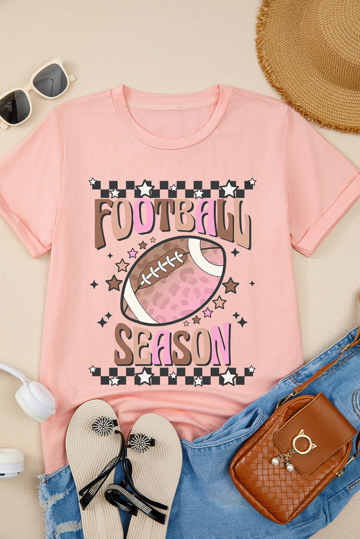 Pink FOOTBALL SEASON Graphic Game Day T Shirt