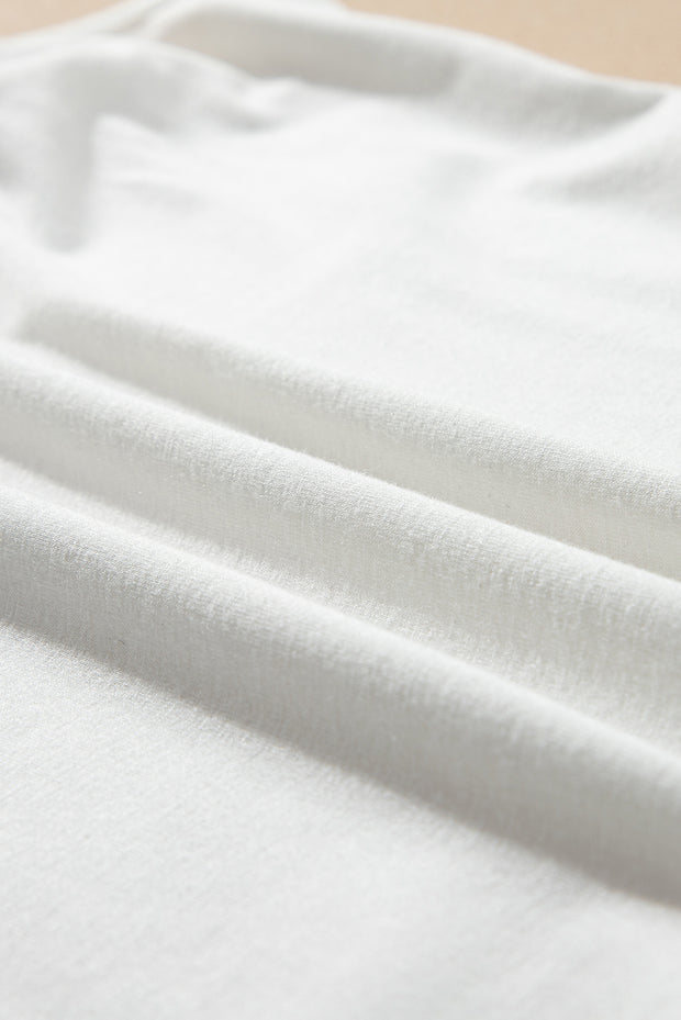 White Solid Color Sheer Mesh Patchwork Short Sleeve Top