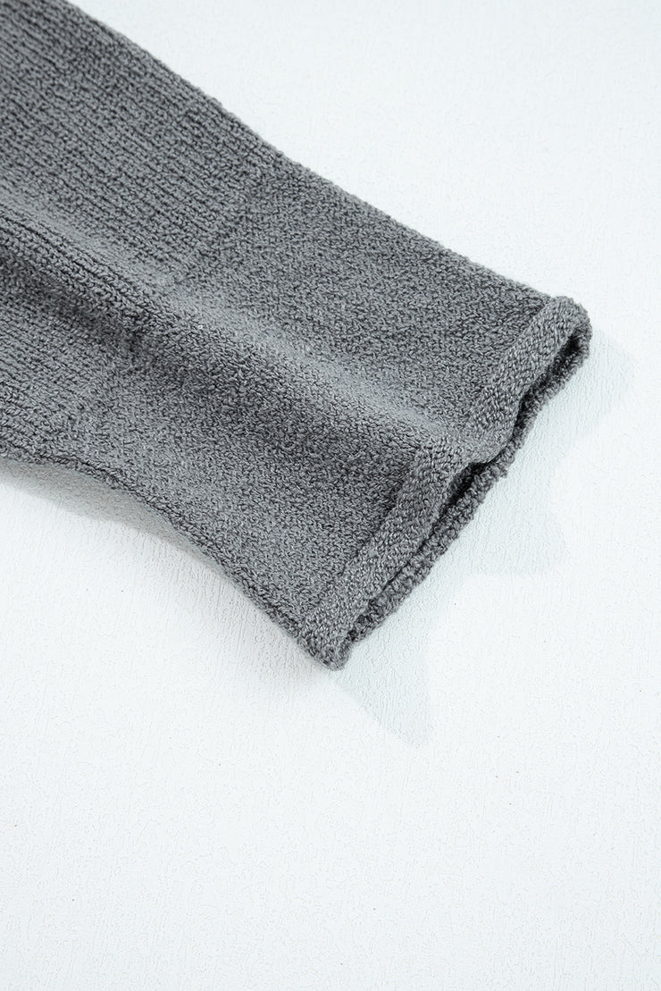 Medium Grey Raw Edge Uneven Hem Patchwork Drop Shoulder Sweater