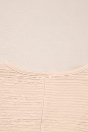 Apricot Textured V Neck T Shirt and Shorts Set