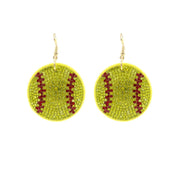 Yellow Softball Padded Earrings