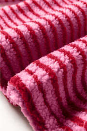 Pink Stripe Quarter Zip Fleece Oversize Sweatshirt