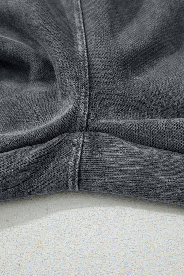 Medium Grey Mineral Wash Jogger Style High Waist Casual Pants