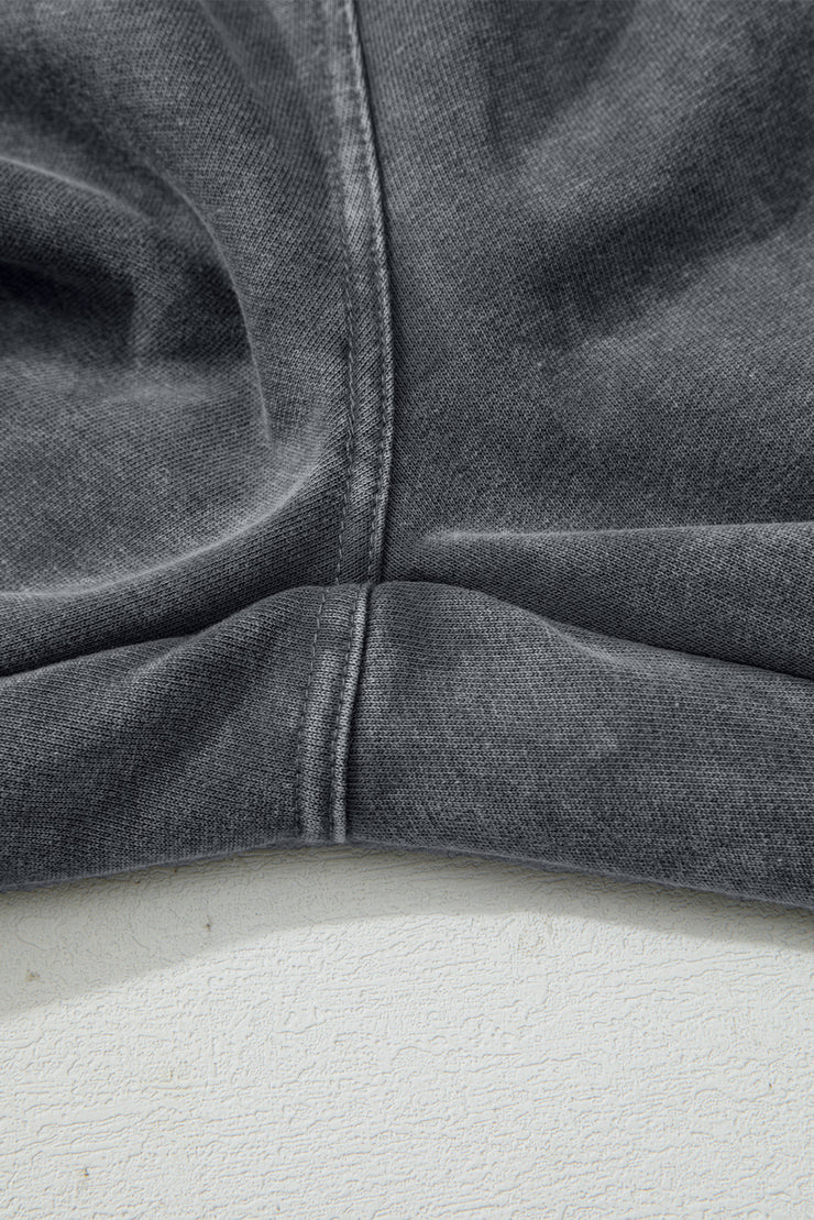 Medium Grey Mineral Wash Jogger Style High Waist Casual Pants