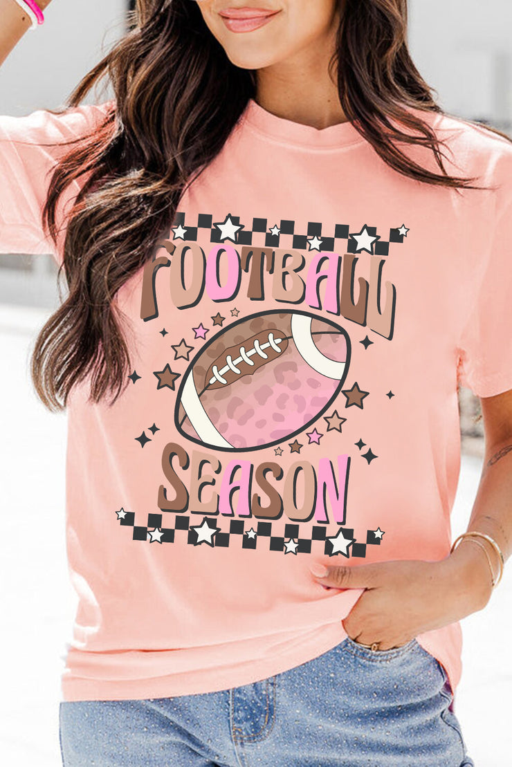 Pink FOOTBALL SEASON Graphic Game Day T Shirt