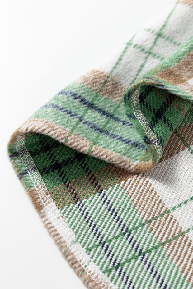 Khaki Christmas Plaid Casual Flannel Shacket