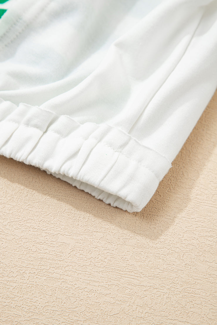 Green Stripe Colorblock Collared V Neck Cropped Knit Pullover