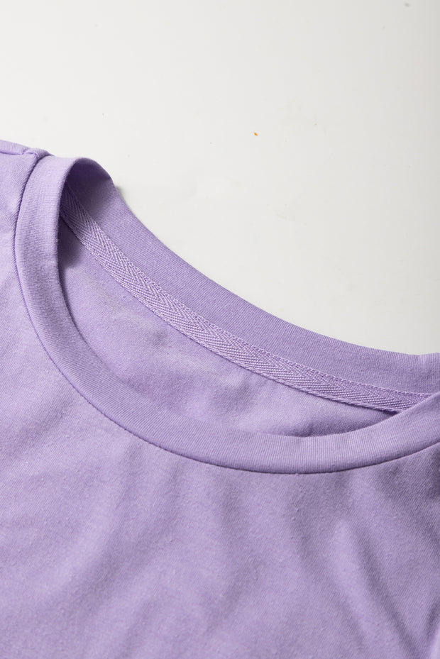 Wisteria Casual Plain Crew Neck Tee