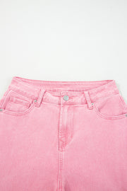 Peach Blossom Acid Washed High Rise Cropped Wide Leg Jeans