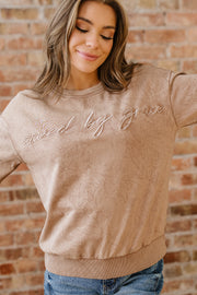 DUNE saved by grace Letter Embroidery Mineral Wash Loose Sweatshirt
