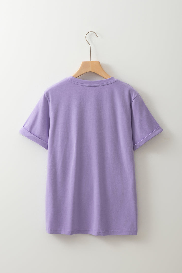 Wisteria Casual Plain Crew Neck Tee