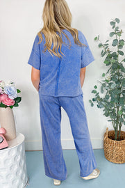 Lilac Floral Patch Exposed Seam Raw Edge Pants Set