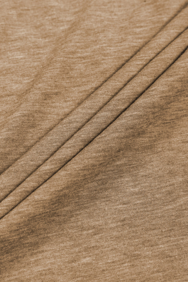 Light French Beige Contrast Lace Raglan Sleeve Plicate Round Neck Top