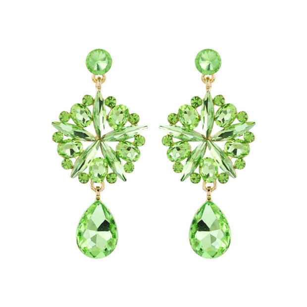 Lime Crystal Burst Earrings