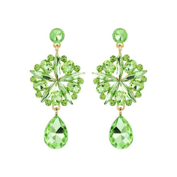 Lime Crystal Burst Earrings