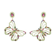 Dangle XL Pink Green Glam Butterfly Post Earrings
