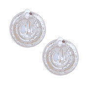 Clip On Small Silver Dome Pearl Earrings Women