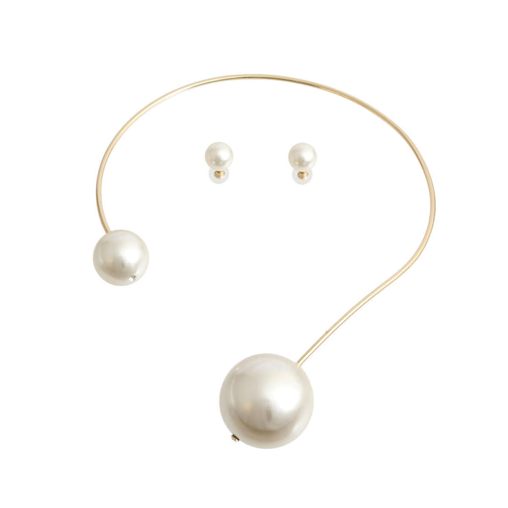 Gold Rigid Wrap Pearl Choker