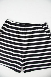 Black White Striped Short Sleeve Top and Shorts Set