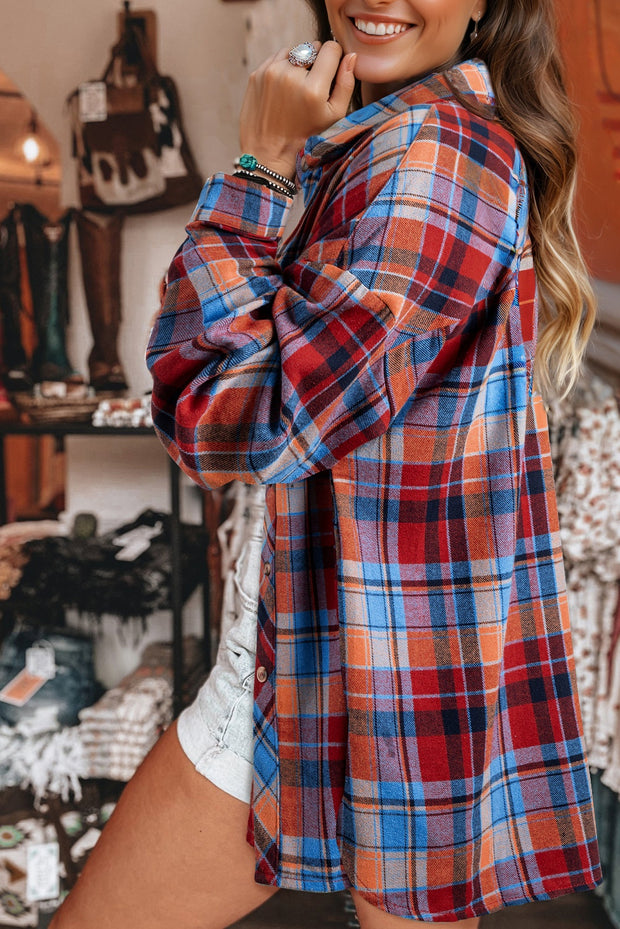 Red Plaid Print Loose Vintage Shirt