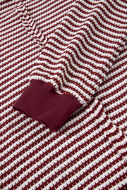 Red Stripe Ribbed Trim Drop Shoulder Long Sleeve Oversize Top