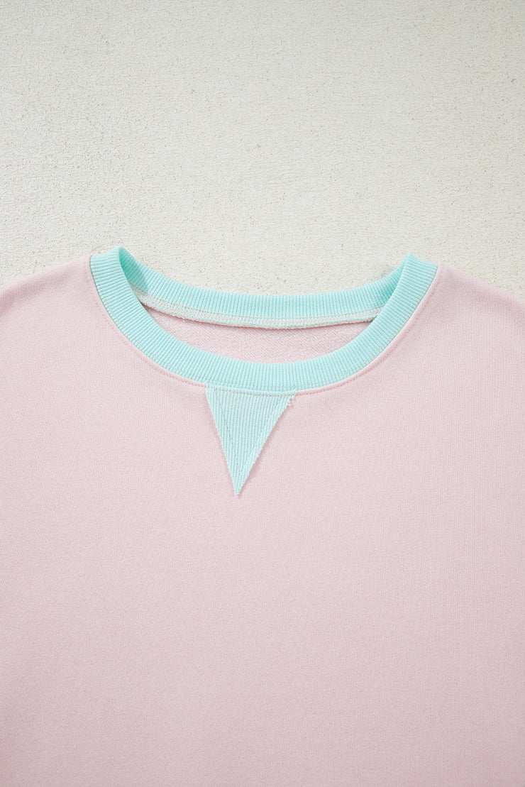 Delicacy Striped Colorblock Patchwork Drop Shoulder Sweatshirt