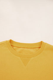 Citrus Pleated Balloon Sleeve Pullover Solid Sweatshirt