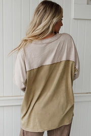 Green Flower Patched Exposed Seam Bracelet Sleeve Oversized T Shirt