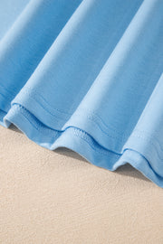 Myosotis V Neck Drop Shoulder Tee and Patchwork Drawstring Shorts Set