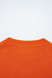 Flamingo Halloween Spooky Face Hollowed Pattern Casual Sweater