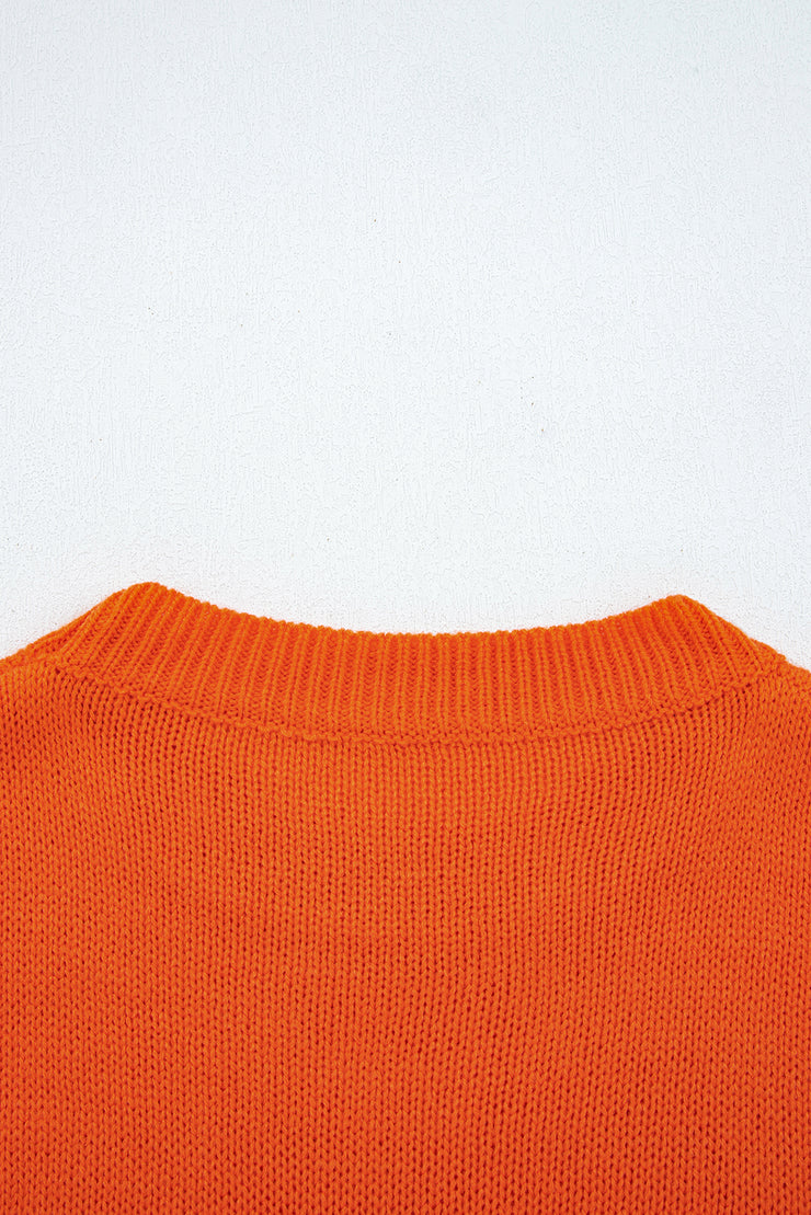 Flamingo Halloween Spooky Face Hollowed Pattern Casual Sweater