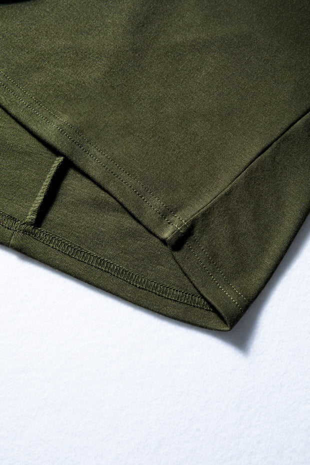 Four Leaf Clover Solid Color Extended Cuffs Long Sleeve Top