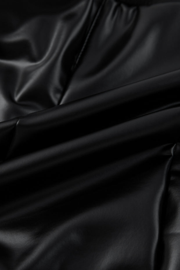 Black Faux Leather Seamed Leg High Waist Leggings