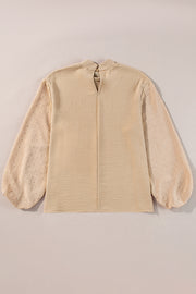 Parchment Swiss Dot Balloon Sleeve Loose Blouse